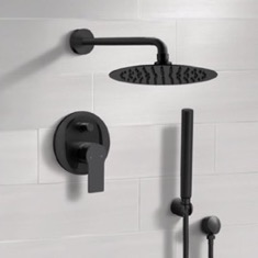 Matte Black Rain Shower System with Handheld, Rain Shower Head, Shower Faucet Set